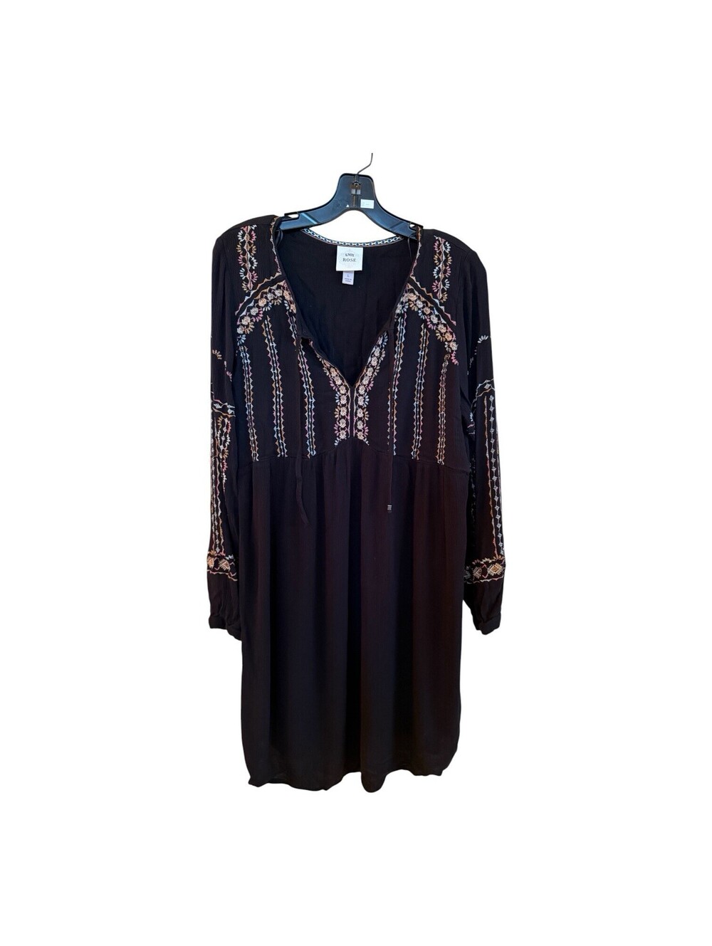Knox Rose Bohemian Black Dress L - Picture 2 of 9